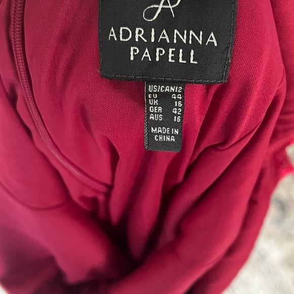 Adrianna Papell Red V-Neck Sheath Mini Dress Size 12 - Picture 3 of 3